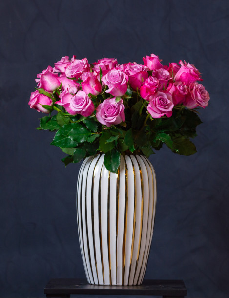 Rose American Esperance Ceramic Grey Vase